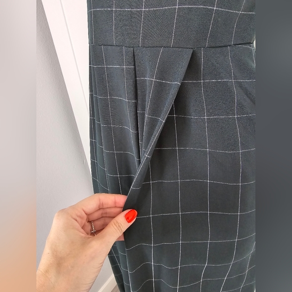 NWOT Rare Unique Vintage Windowpane Emerald Rochelle Plaid Suspender Pants - Picture 4 of 10